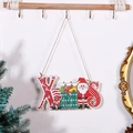 Festive wooden XMAS hanging sign with Santa elements on a decorative home stand - Multicolor XMAS Santa Claus