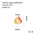Red enamel heart bead in gold plated copper for DIY jewelry making with dimensions - Red Heart (C-1)
