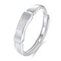 Anello di coppia minimalista in argento sterling S925 con finitura rettangolare satinata - Aperto Regolabile / Anello d'Argento da Uomo