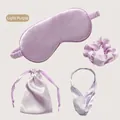 Light purple satin 4-piece sleep set with eye mask, scrunchies, and drawstring bag - 4pcs Set (Short Bag) / Light Purple