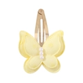 Pale yellow double-layered butterfly hair clip with polka dots and three pearls - Yellow