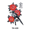 Waterproof temporary tattoo sticker with red roses, bird design and model TH-439 - Th-439 / 210*148mm