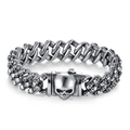 Bracciale da uomo retrò in acciaio inossidabile con chiusura a forma di teschio unico - L 16mm L 23cm / Color Acciaio