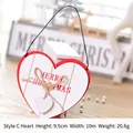 Wooden heart Christmas ornament with red felt border and Merry Christmas lettering - Heart Charm