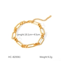 Detalle de pulsera de cadena ancha bañada en oro de 18K, longitud 18,1 cm y peso 9,2 g - Dorado (HC-B20061)