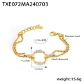 Dettaglio del bracciale a corda in acciaio al titanio dorato con brillanti diamanti cechi - Bracciale con Ciondolo Tondo in Bambù (TXE072-金色项链)