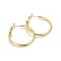 Golden hoop earrings with twisted rope texture and classic large round metal design - Gold (KE100363-KFC)