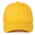 Leuchtend gelbe Baseballkappe mit Ukraine-Wappen-Stickerei aus hochwertigem Baumwoll-Twill - Unstrukturierte Krone Gelb