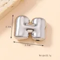 Polished silver stainless steel bubble letter H pendant charm for DIY jewelry making - Silver/Steel (H) (Large)