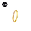 F136 titanium gold hoop ring with inlaid purple crystals and sterile certification - Gold Purple (Purple Zirconia)