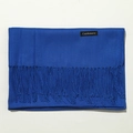 Close-up of blue cashmere scarf with tassels showing material quality and texture - 70cm / Sapphire Blue