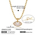 Collana in acciaio inossidabile placcato oro 18K con zircone bianco taglio marquise - Stile pendente marquise con catena a sfere oro (JDN0311255)
