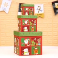 Three-piece Christmas gift box set with festive illustrations of Santa and reindeer - HY-1 (S/M/L Set)