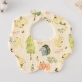 360-degree rotating petal-shaped baby bib with forest animal prints made of 100% cotton - Gauze Flower Wrap - Fox Tree