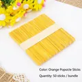 Pack of 50 orange dyed wooden craft sticks for DIY handmade creative projects - Orange 114mm*10mm*2mm / 50 Pcs/Bundle