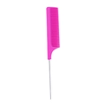 Professional pink styling comb with fine teeth and stainless steel pin tail for hair parting - Plum Red
