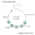 Silver stainless steel bracelet featuring round green glass stones and lobster clasp - Bracelet Only / Steel Light Green