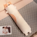Simpatico cuscino lungo a forma di shiba inu nei colori arancione e bianco crema - 75cm(0.4kg) / Caffellatte