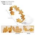 Adjustable golden flower stainless steel bangle with hammered texture finish - Floral Hammered Style (BS-J5570G)