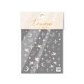 Détail de stickers à ongles 5D en relief avec licornes roses, étoiles et motifs de lune - Relief Argent Holographique (to1415)
