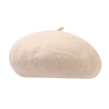Detail of oat beige wool beret showing premium fiber texture and classic top stem design - 54cm / Beige