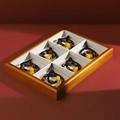 Solid wood jewelry display tray with 6 compartments and beaded bracelets in detail - Brown 6-Grid Tray-Linen New Style