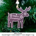 Purple reindeer Christmas wooden ornament with Merry Christmas text and white snowflake stars - Purple Reindeer