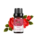 10ml Pure Rose Essential Oil in dark glass bottle with red rose and floral background - Rose (single Ingredient)