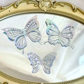 Silver laser holographic hollow butterfly stickers on a vintage gold mirror display - Style 3 / Set of 12 / Holographic Silver