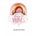 Rainbow and cloud foil balloon featuring Love Vibes text for Valentine party decoration - Rainbow Clouds Love