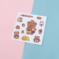 Cute brown bear cartoon stickers on pink and blue background for water bottles and scrapbooks - Bear