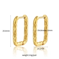 Rectangular hammered texture gold stainless steel hoop earrings with size measurements - Hammered Rectangular Style (GR0106)