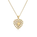 Collier avec pendentif cœur poli, zircons multicolores sertis et chaîne dorée - Pendentif Cœur Avec Pierres Précieuses Multicolores