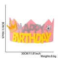Detailed dimensions of pink birthday crown headband with 8cm height and 30cm length - Pink Crown Headband
