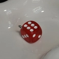 Translucent red dice keychain charm with white dots and silver metal ring for bags - Bright Red Translucent Dice Pendant (PY049-HO)