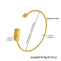 Dimensioni dettagliate del bracciale rigido in acciaio inossidabile placcato oro 18k - Blocco Geometrico (Z044) - Piccolo / Oro
