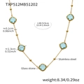 Golden stainless steel chain necklace featuring five light blue square glass stones - Necklace / Gold Lake Blue