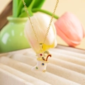 Golden Christmas stocking pendant necklace with multi-color gemstones on gold chain - Christmas Sock White / Gold