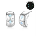 S925 sterling silver star stud earrings with luminous blue enamel and sparkling zircons - Platinum Color