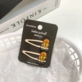 Kids candy colored hair clip set featuring cartoon dog on skateboard on black card - [11] Khaki Bear