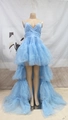 Detail of light blue tiered tulle dress with silver star sequins and high-low hemline - 2XL / Blue