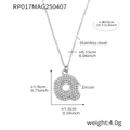 Silver letter A pendant necklace made of stainless steel with zircon, 40+5cm chain - Rp017-q Letter Steel Necklace 40+5cm
