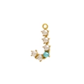Golden letter J pendant with white and teal pearl inlay for jewelry making - Pearl Letter J - Blue