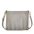 Light grey crossbody mobile phone bag with fringe design and adjustable strap - Gray