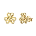 Elegant gold S925 sterling silver Celtic knot and clover shaped heart stud earrings - Gold Celtic Knot Clover (APE131-14K)