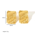 Pendientes vintage de acero inoxidable con textura irregular de oro 18K y 30x20mm - Estilo Rectangular Martillado Irregular (TE6550-G) / Dorado