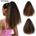 Yaki straight drawstring ponytail extension in ombre black brown corn wave texture - Black to Auburn Ombre (1BTT1BH30)