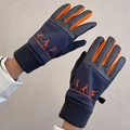 Winter thermal cycling gloves in navy and grey with touch screen tip and orange accents - One Size / Sporty Man Orange Patch