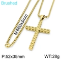 Collier pendentif croix blé vintage doré pour homme avec chaîne maille vénitienne - Or (Grand)
