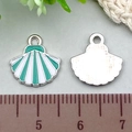 Green and white shell enamel charms with metal back showing 1.8cm size detail - 1Pc Lake Blue Shell